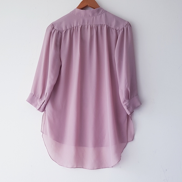 LOVE & LIBERTY Dusty Pink Long Sleeve Sheer Blouse - Picture 8 of 9